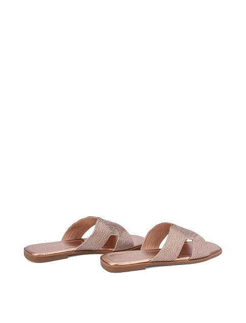 Женские шлепанцы текстильные золотого цвета - фото 4 - Miraton