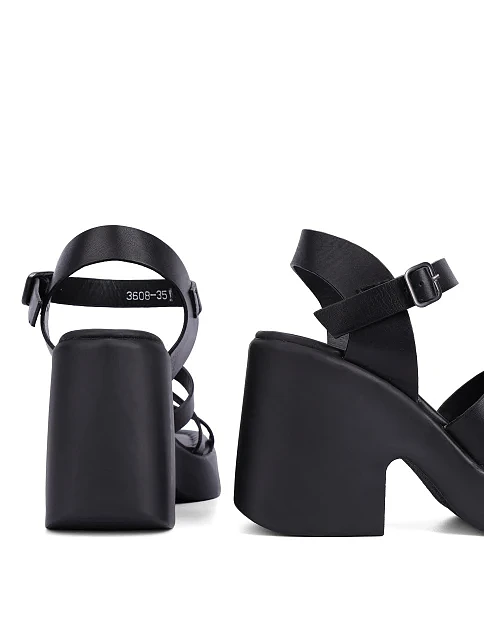 Женские босоножки кожаные черные - фото 2 - Miraton