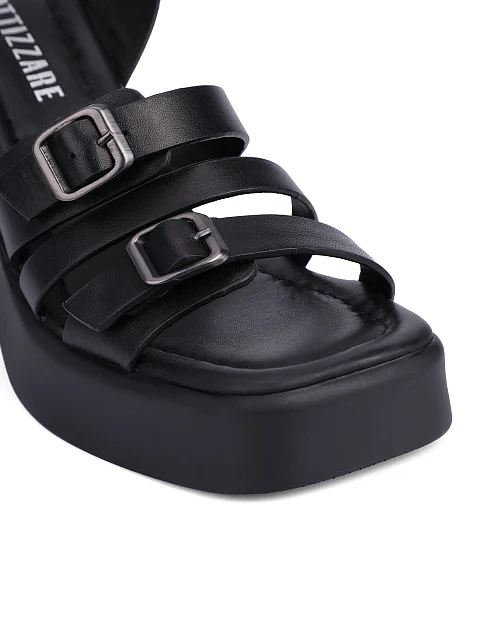 Женские босоножки кожаные черные - фото 5 - Miraton