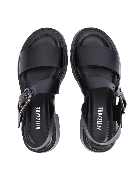 Женские сандалии кожаные черные - фото 2 - Miraton
