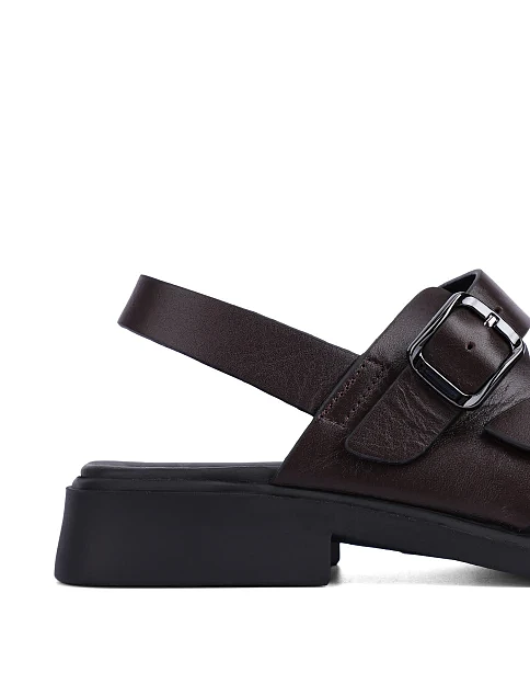 Женские сандалии кожаные коричневые - фото 5 - Miraton