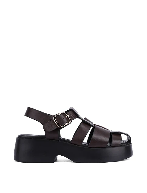 Женские сандалии кожаные коричневые - фото 1 - Miraton