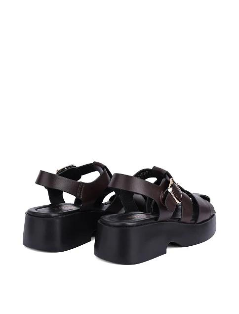 Женские сандалии кожаные коричневые - фото 4 - Miraton