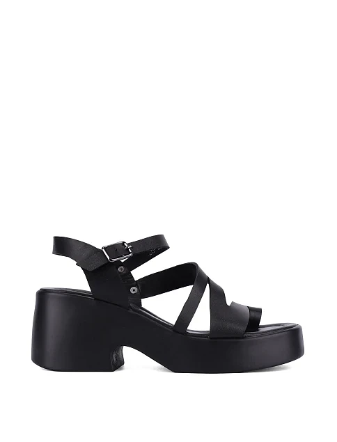 Женские босоножки кожаные черные - фото 1 - Miraton