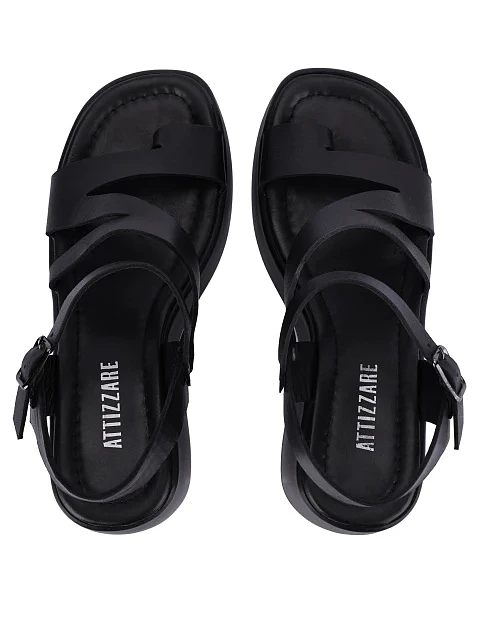 Женские босоножки кожаные черные - фото 2 - Miraton