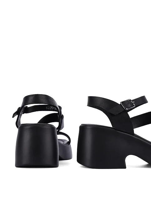 Женские босоножки кожаные черные - фото 5 - Miraton