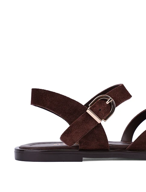 Женские сандалии замшевые коричневые - фото 5 - Miraton