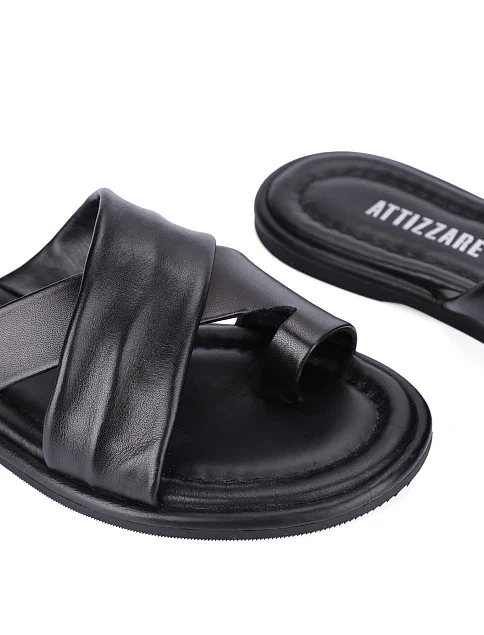 Женские шлепанцы кожаные черные - фото 6 - Miraton