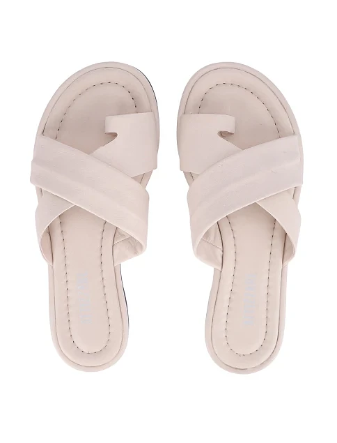 Женские шлепанцы кожаные бежевые - фото 2 - Miraton