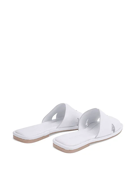 Женские шлепанцы кожаные белые - фото 4 - Miraton