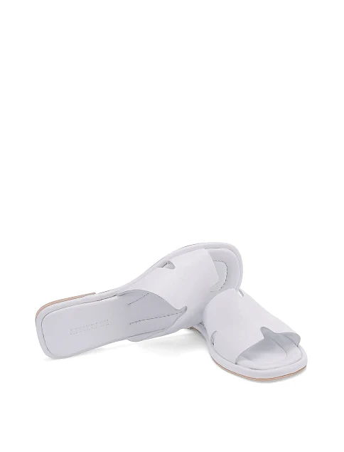 Женские шлепанцы кожаные белые - фото 5 - Miraton