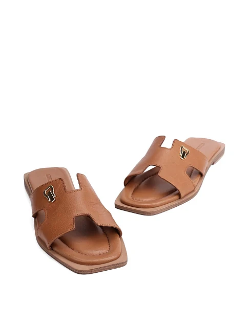 Женские шлепанцы кожаные бежевые - фото 5 - Miraton