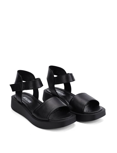 Женские сандалии кожаные черные - фото 3 - Miraton