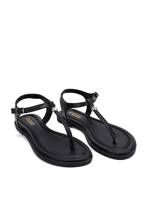 Женские сандалии кожаные черные - фото 3 - Miraton