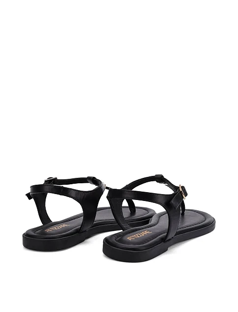 Женские сандалии кожаные черные - фото 4 - Miraton