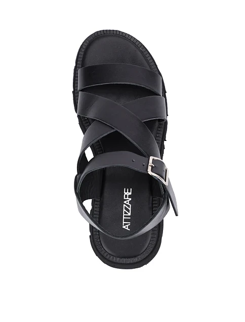 Женские сандалии кожаные черные - фото 2 - Miraton