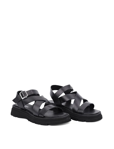 Женские сандалии кожаные черные - фото 3 - Miraton