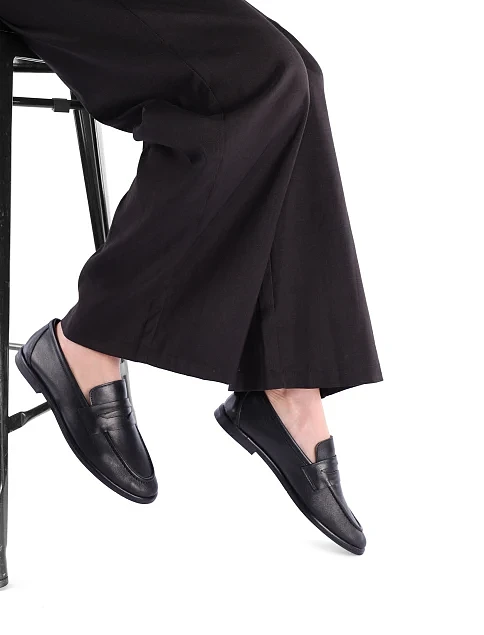 Женские слиперы кожаные черные - фото 7 - Miraton