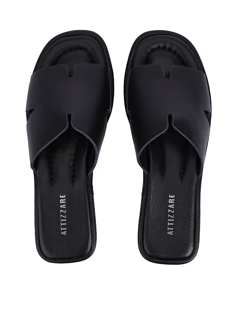 Женские шлепанцы кожаные черные - фото 2 - Miraton