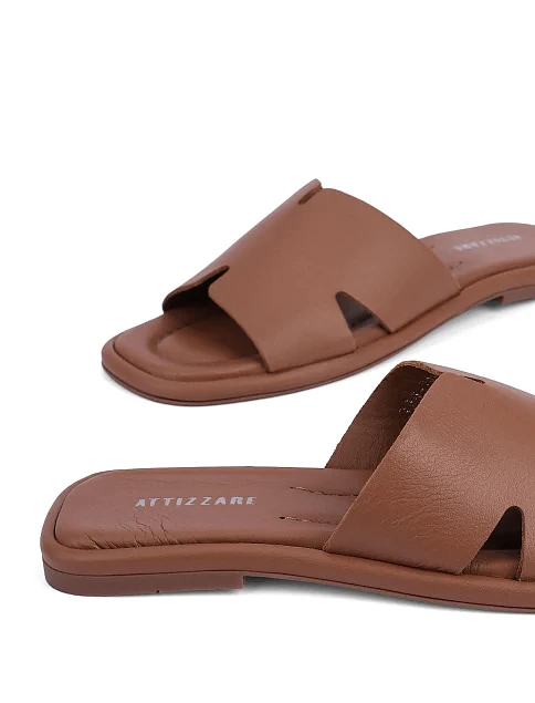 Женские шлепанцы кожаные коричневые - фото 5 - Miraton