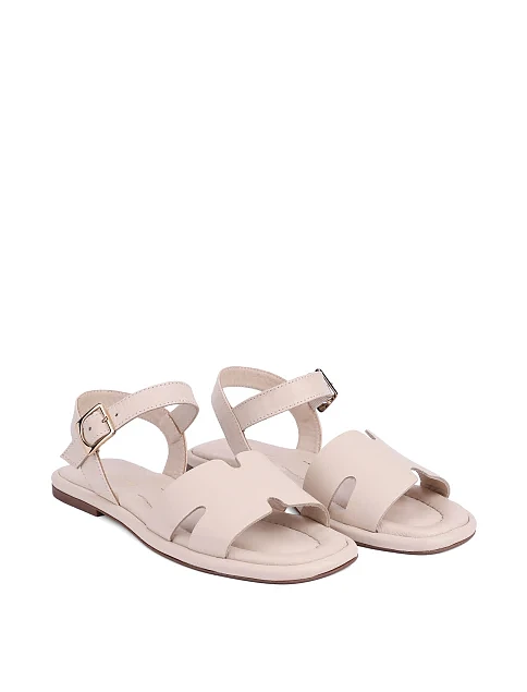 Женские сандалии кожаные бежевые - фото 3 - Miraton