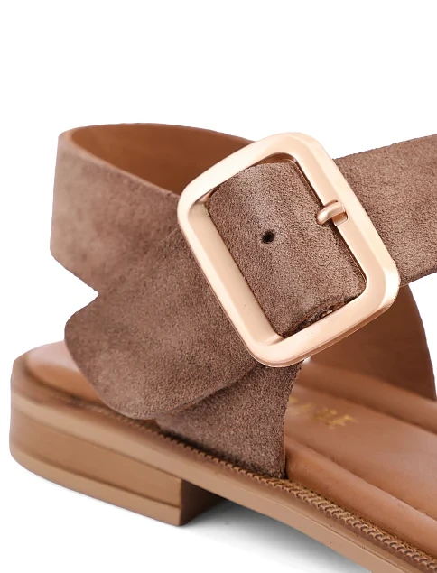 Женские сандалии велюровые коричневые - фото 5 - Miraton