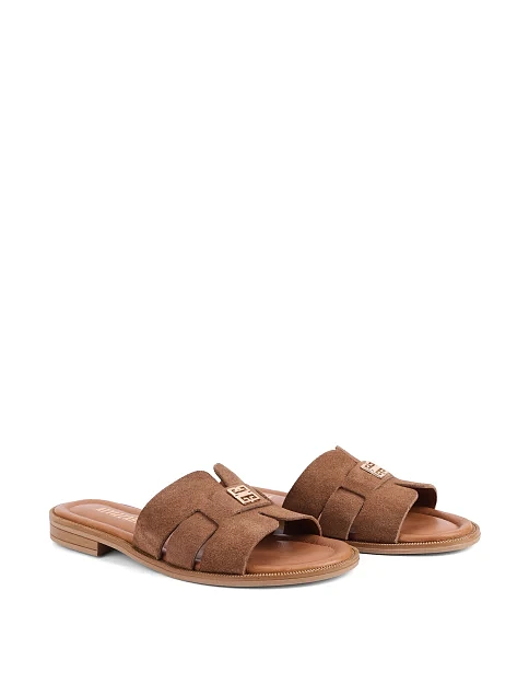 Женские шлепанцы велюровые бежевые - фото 3 - Miraton