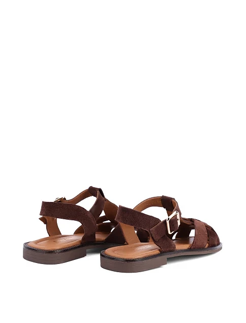 Женские сандалии велюровые коричневые - фото 4 - Miraton