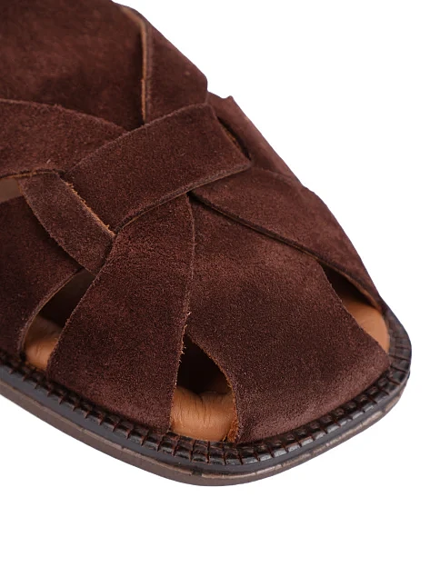 Женские сандалии велюровые коричневые - фото 5 - Miraton