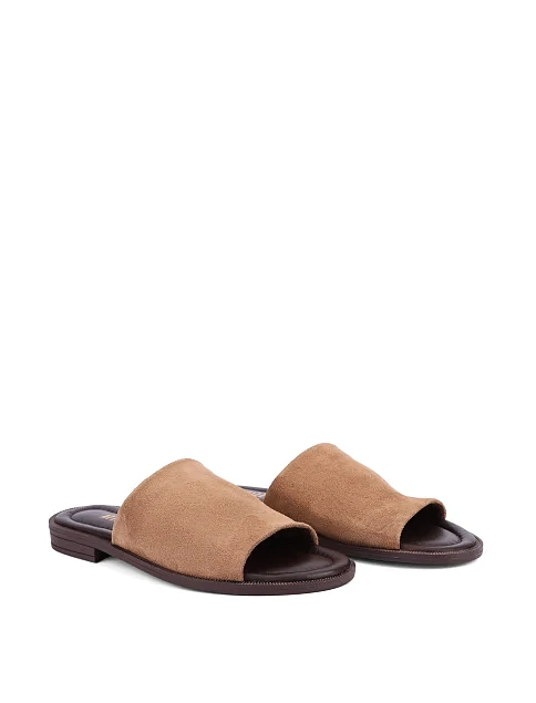 Женские шлепанцы велюровые коричневые - фото 3 - Miraton