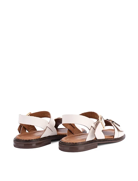 Женские сандалии кожаные рисового цвета - фото 4 - Miraton
