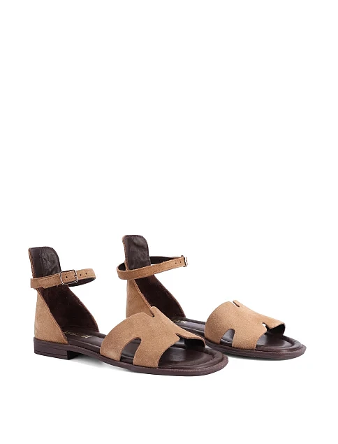 Женские сандалии велюровые коричневые - фото 3 - Miraton