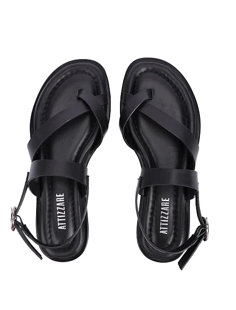 Женские сандалии кожаные черные - фото 2 - Miraton