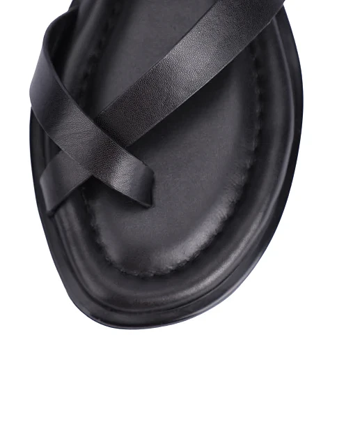 Женские сандалии кожаные черные - фото 5 - Miraton