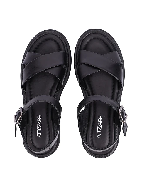 Женские сандалии кожаные черные - фото 2 - Miraton