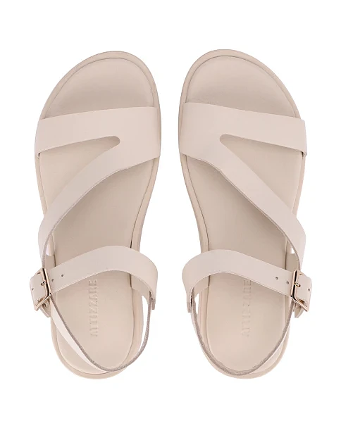 Женские сандалии кожаные рисового цвета - фото 2 - Miraton