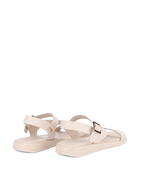 Женские сандалии кожаные рисового цвета - фото 4 - Miraton