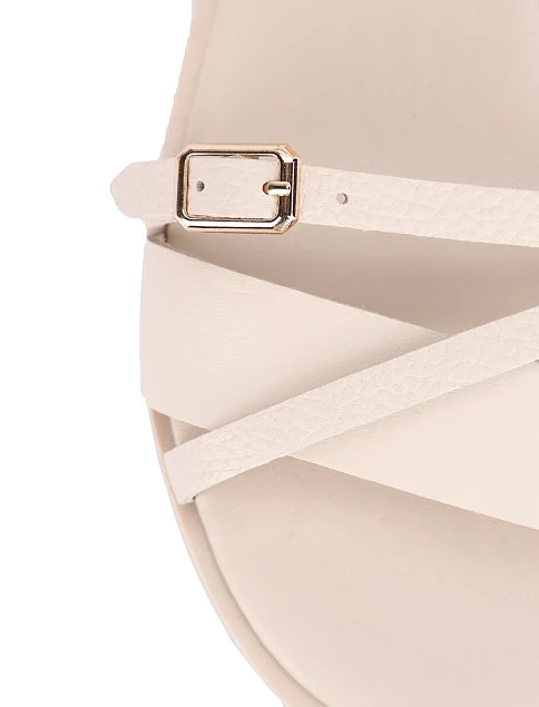 Женские сандалии кожаные рисового цвета - фото 6 - Miraton