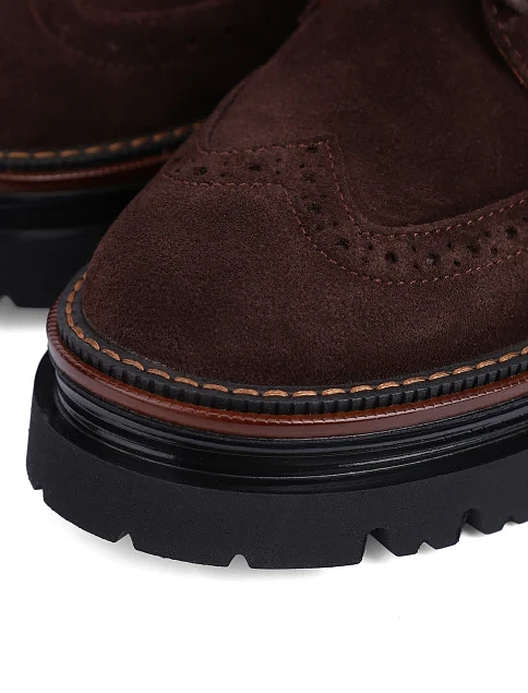 Женские туфли велюровые коричневые - фото 6 - Miraton