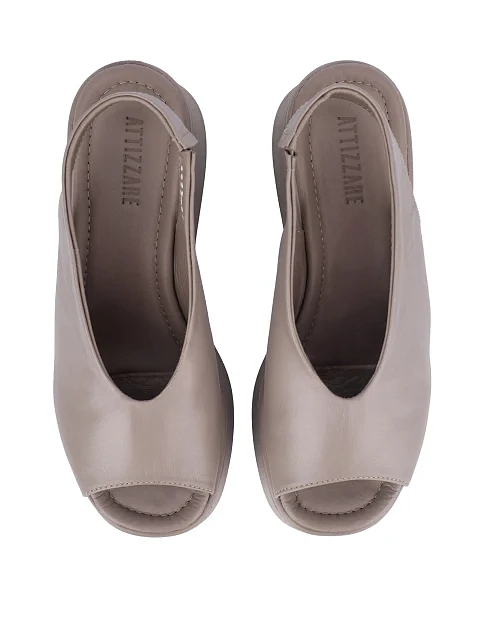 Жіночі босоніжки шкіряні рисового кольору - фото 2 - Miraton