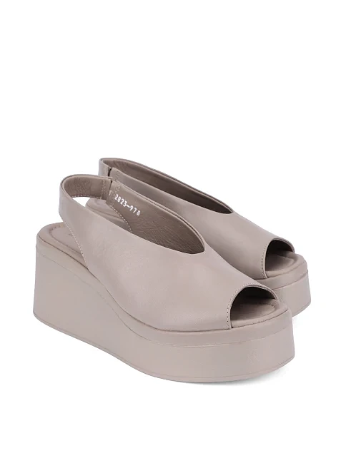 Жіночі босоніжки шкіряні рисового кольору - фото 3 - Miraton