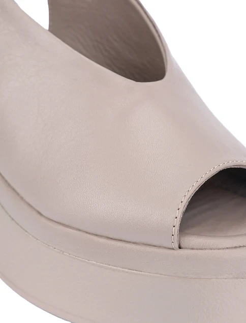 Жіночі босоніжки шкіряні рисового кольору - фото 5 - Miraton