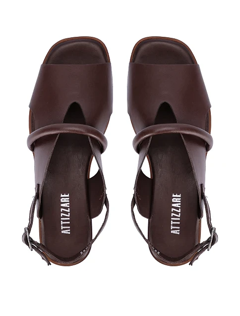 Женские сандалии кожаные коричневые - фото 2 - Miraton