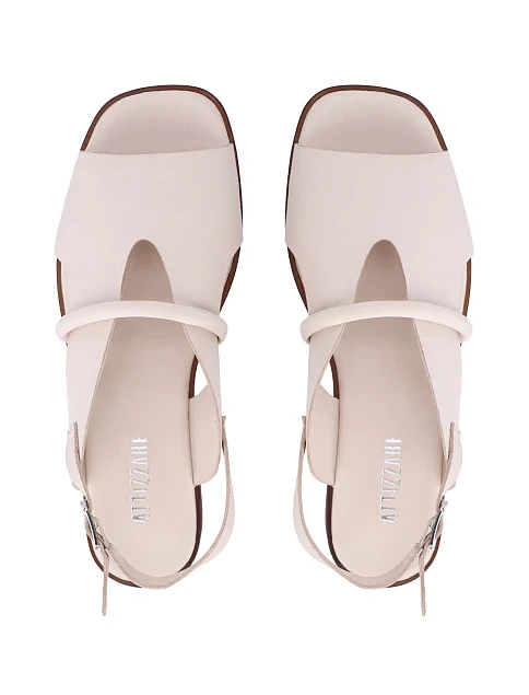 Женские сандалии кожаные рисового цвета - фото 2 - Miraton