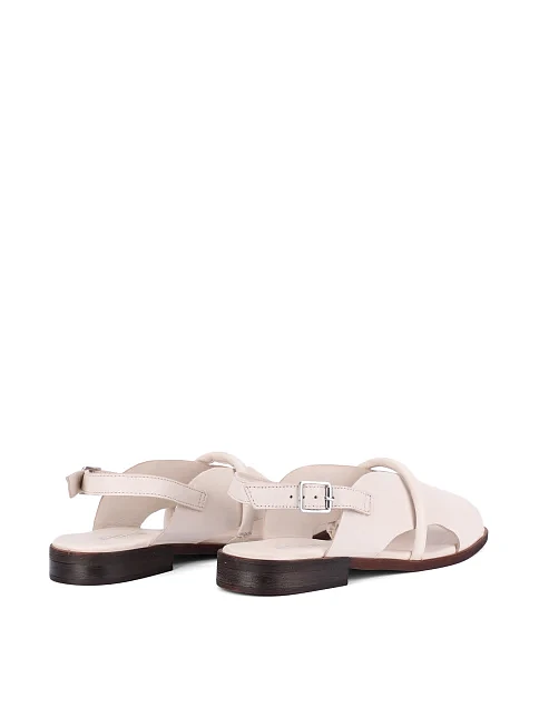 Женские сандалии кожаные рисового цвета - фото 4 - Miraton