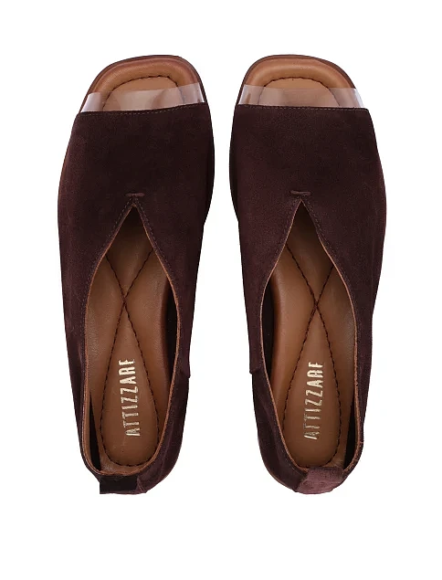 Женские балетки велюровые коричневые - фото 2 - Miraton