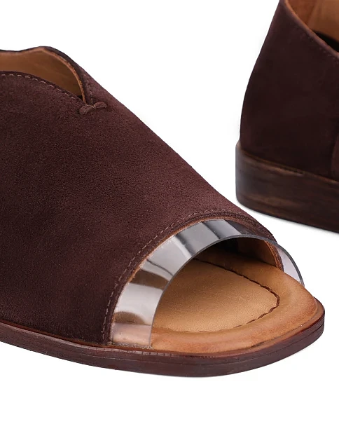 Женские балетки велюровые коричневые - фото 5 - Miraton