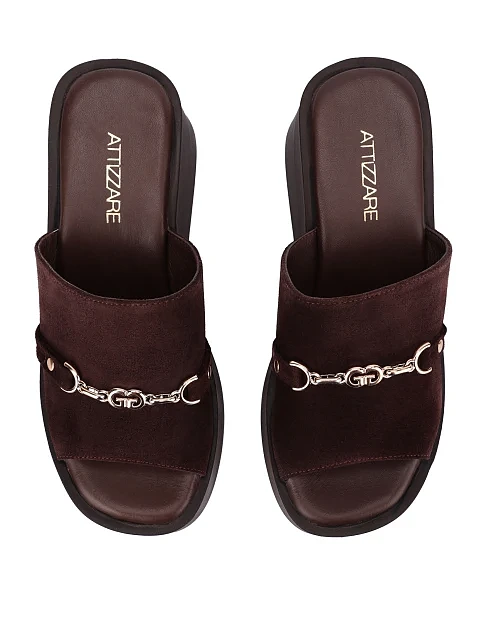 Женские сабо велюровые коричневые - фото 2 - Miraton