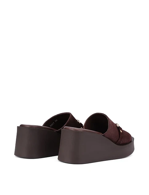 Женские сабо велюровые коричневые - фото 4 - Miraton