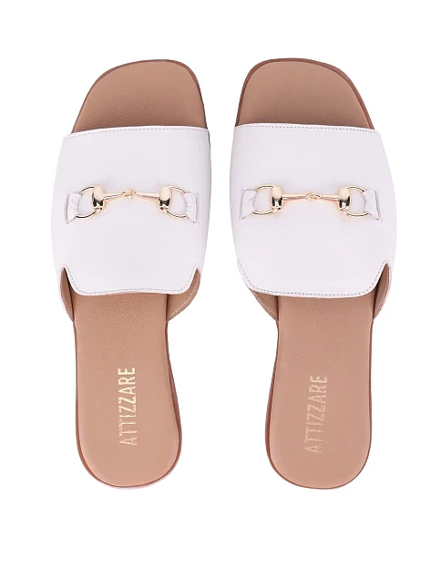 Жіночі шльопанці Attizzare шкіряні білі - фото 2 - Miraton
